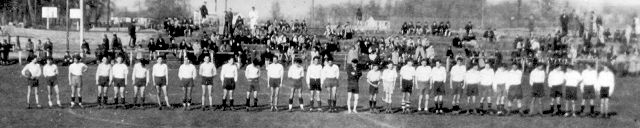 1948 Lineup for the Rugby Match - L.G. Boys on the right